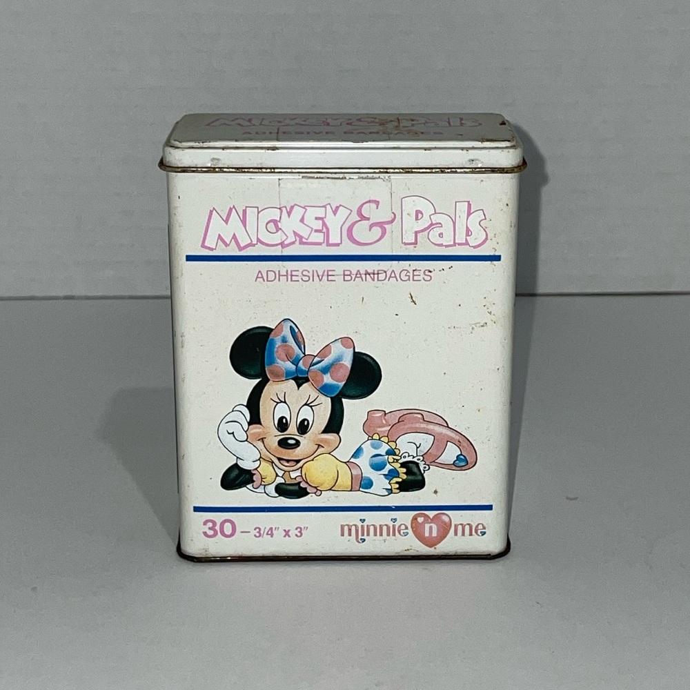 Vintage Mickey & Pals Minnie ‘n Me Adhesive Bandage Tin 1980’s Collectible